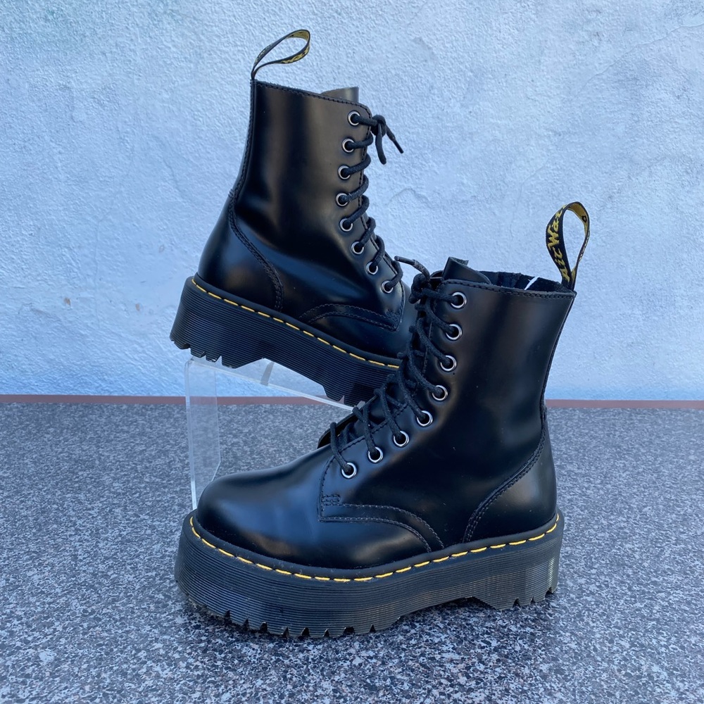 Dr Martens Classic Jadon Black Smooth Leather Platform Boots women’s size 5